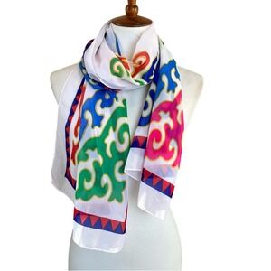 Multicolor Print Sheer Scarf Lightweight Colorful Fun Playful Contemporary